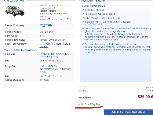 Аренда авто в одну сторону в США