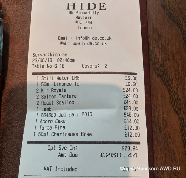 Ресторан Чичваркина Hide в Лондоне