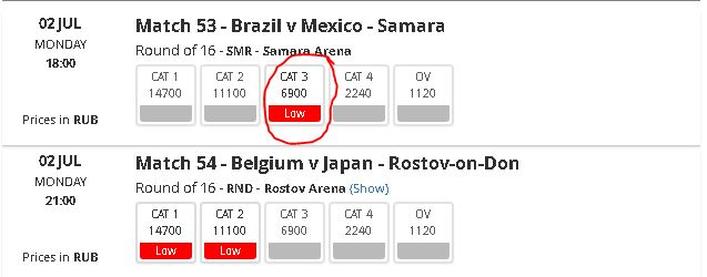 Билеты на Чемпионат мира FIFA 2018: Третий этап