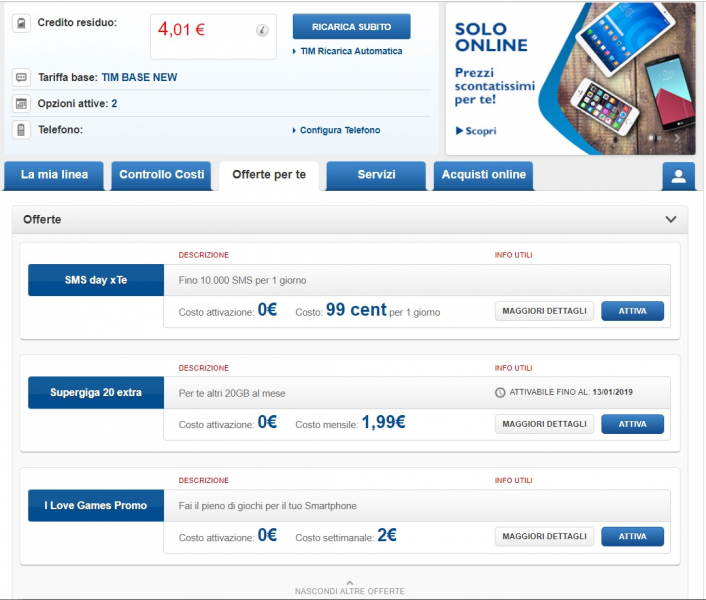 Мобильные операторы Италии: TIM - тарифы, опции, инструкции