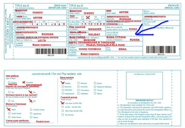 Тайская миграционная карта