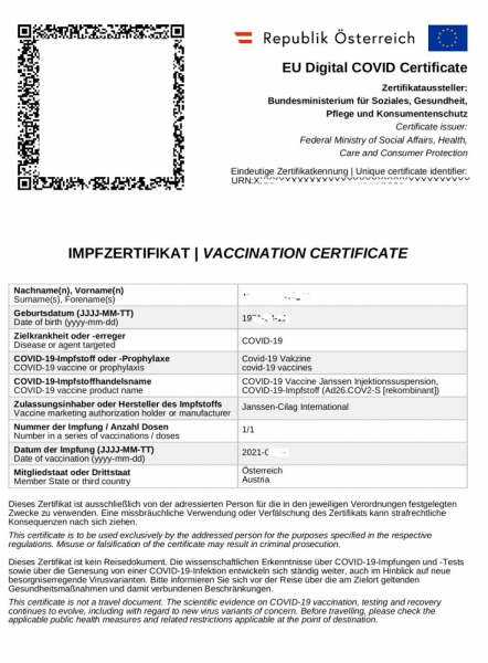 Европейский цифровой сертификат на коронавирус EU Digital COVID Certificate