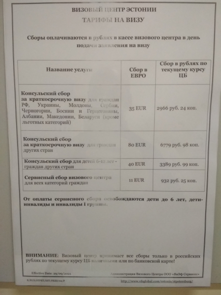 Виза в Эстонию через визовый центр в Санкт Петербурге 2022