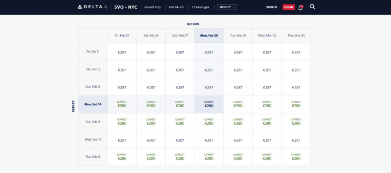 DELTA SVO - NYC RT 280€ Февраль, Март, Апрель 2022