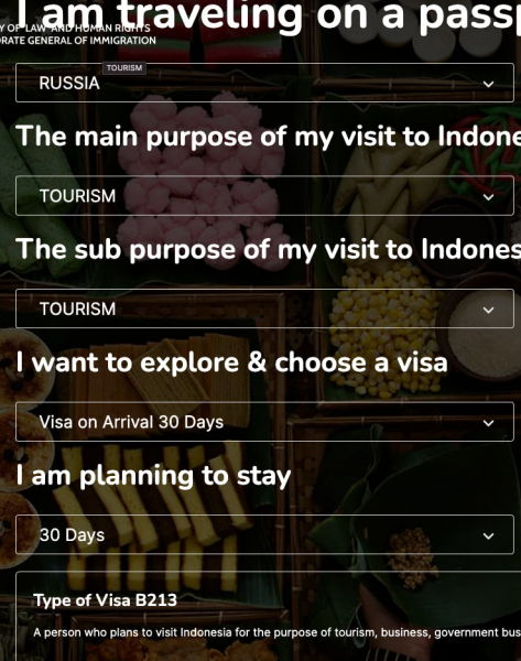 Виза по прибытию (VOA) в Индонезию