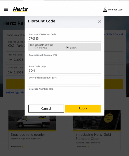 Hertz: скидки, купоны, коды