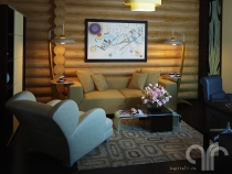 комната отдыха в деревянном доме